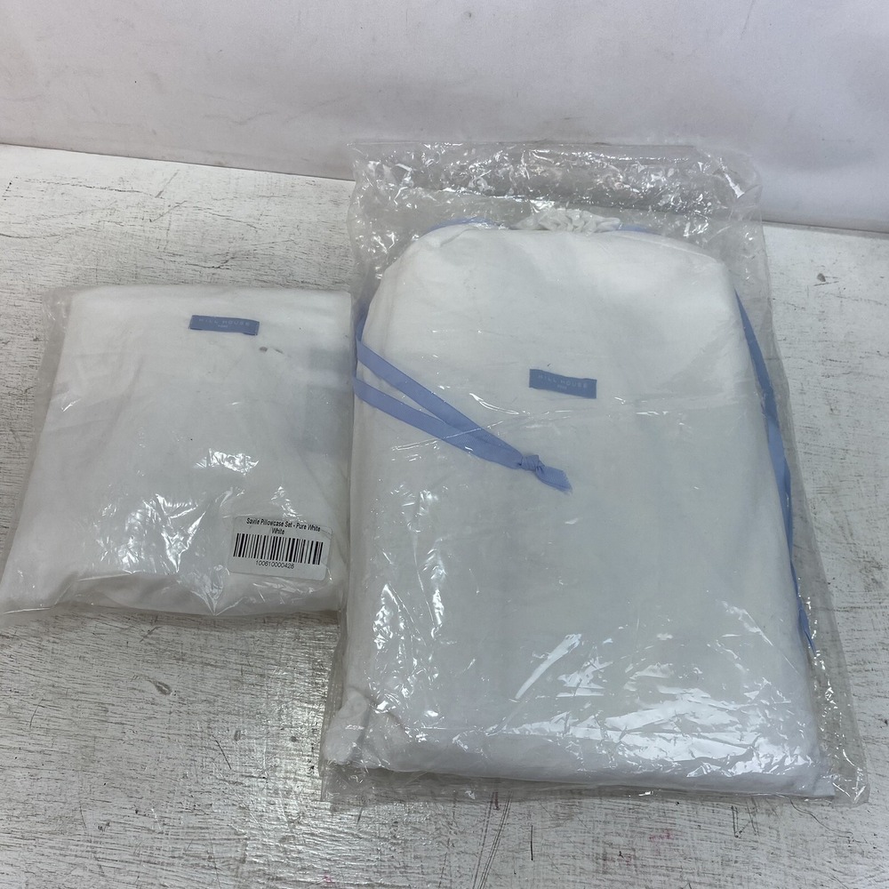 Hill House Fitted Sheet Queen + Savile Pillowcase Set Pure White COMBO